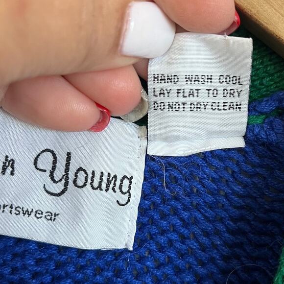 Vintage Sharon Young Womens Christmas Cardigan Sweater Size L Holiday Nativity - Picture 12 of 12